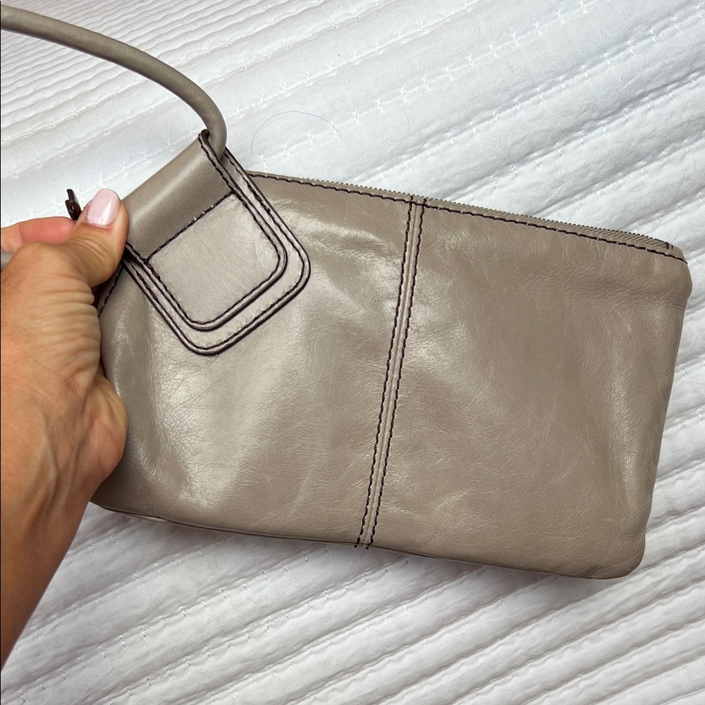 HOBO Taupe Leather Wristlet